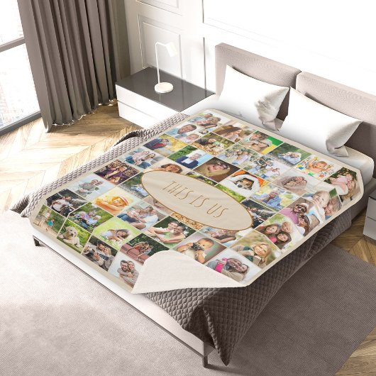 Dit is de Foto Collage  Crème van 40 Afbeelding va Sherpa Deken