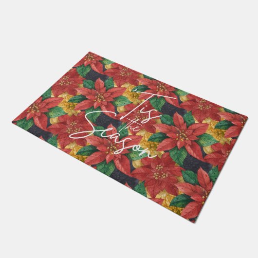 Dit is de kerstfeestdag van de Season Poinsettia Deurmat (Schuin)