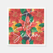 Dit is de kerstfeestdag van de Season Poinsettia Servet (Voorkant)