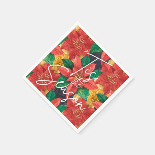 Dit is de kerstfeestdag van de Season Poinsettia Servet (Hoek)