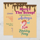 Dit is de Lepel Waffel Kegel Uitnodiging (Voorkant / Achterkant)