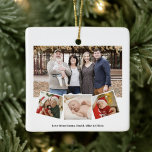 Dit is de reden waarom Jolly Elegant Script 4 Foto Keramisch Ornament<br><div class="desc">Dit is het seizoen van de juffrouw | Waterverf Greenery Pine Cone Elegant Script Minimalist 4 Family Photo Collage Ornament. Alle teksten zijn vooraf geregeld zodat u zich gemakkelijk en snel kunt personaliseren met uw eigen details. Ik wens jullie allemaal een Prettige feestdagen!</div>