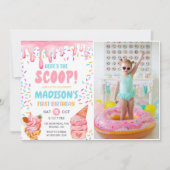 Dit is de Scoop Girls Ice Cream 1st Birthday Kaart (Voorkant)