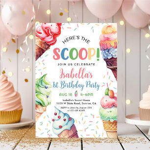 Dit is de Scoop Girls Ice Cream 1st Birthday Kaart