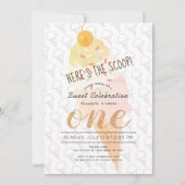 Dit is de Scoop Ice Cream Girl Pink 1st Birthday Kaart (Voorkant)