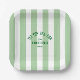 Dit is de SeaSon Custom Beach Christmas Green Stri Papieren Bordje