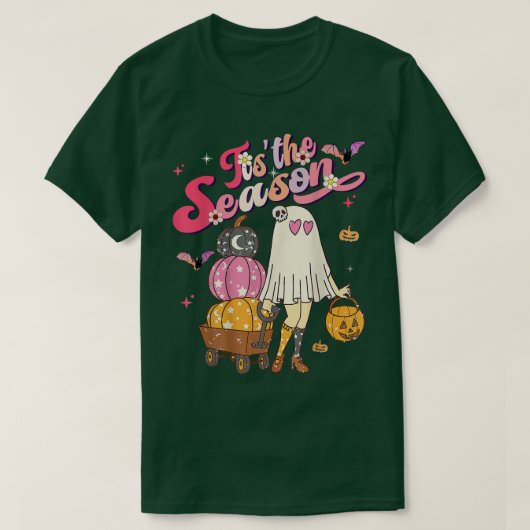 Dit is de Season Pumpkin Boo 60s 70s Hippie Halowe T-shirt (Design voorkant)