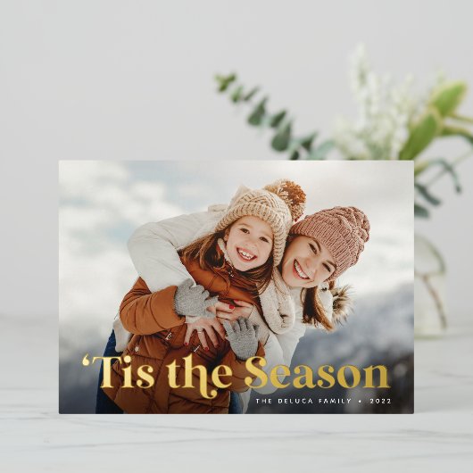 Dit is de Seizoen Enkelvoudige Foto Gold Folie Feestdagenkaart (Staand Voorkant)