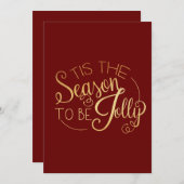 "Dit is de Seizoen" Gold Script Red op maat Feestdagenkaart (Voorkant / Achterkant)