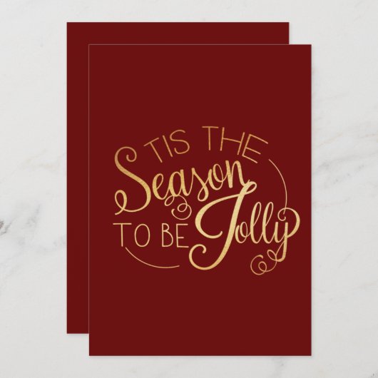 "Dit is de Seizoen" Gold Script Red op maat Feestdagenkaart (Voorkant / Achterkant)