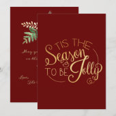 "Dit is de Seizoen" Gold Script Red op maat Feestdagenkaart (Voorkant / Achterkant)