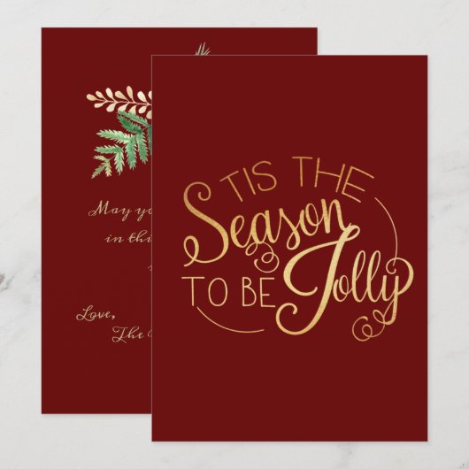 "Dit is de Seizoen" Gold Script Red op maat Feestdagenkaart (Voorkant / Achterkant)