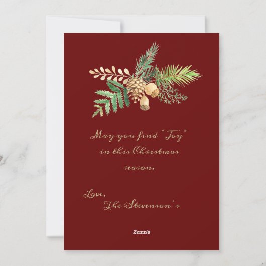 "Dit is de Seizoen" Gold Script Red op maat Feestdagenkaart (Achterkant)