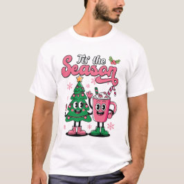 Dit is de seizoen retro groovy kerst familie wedst t-shirt