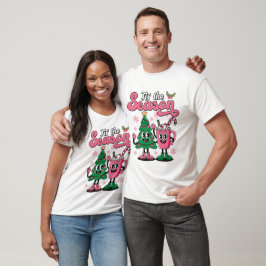 Dit is de seizoen retro groovy kerst familie wedst t-shirt