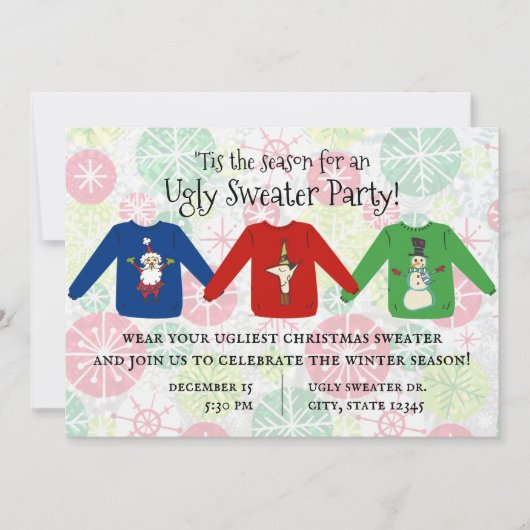 Dit is de Seizoen voor Oegly Sweater Party Invitat Kaart (Voorkant)