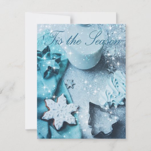 Dit is de Seizoenblauwe kerstfotokaart voor Glitte (Voorkant)