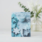 Dit is de Seizoenblauwe kerstfotokaart voor Glitte (Staand voorkant)