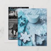 Dit is de Seizoenblauwe kerstfotokaart voor Glitte (Voorkant / Achterkant)