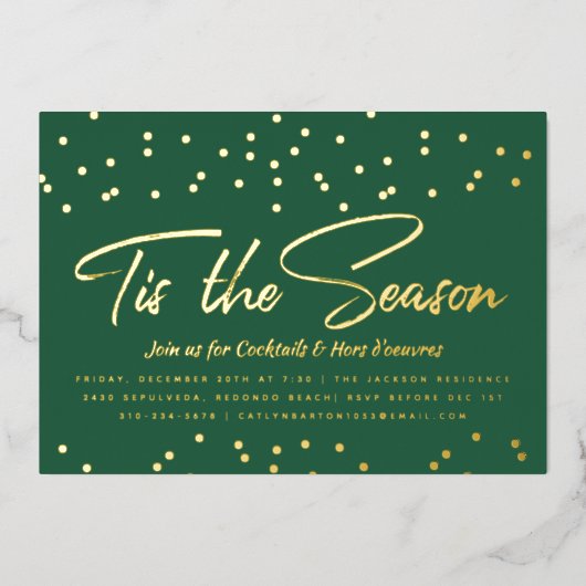 Dit is de Seizoenfeestdag Gold Confetti Folie Uitnodiging (Voorkant)