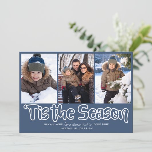Dit is de Seizoenomtrek met 3 verticale foto Feestdagenkaart (Staand voorkant)