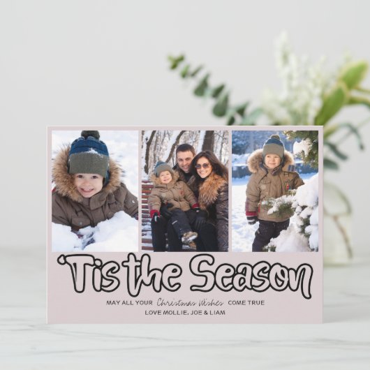 Dit is de Seizoenomtrek met 3 verticale foto Feestdagenkaart (Staand voorkant)