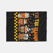 Dit is de Seizoenskoffie-pompoengrens Collie Hallo Fleece Deken (Voorkant (Horizontaal))