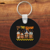 Dit is de Seizoenskoffie-pompoengrens Collie Hallo Sleutelhanger (Voorkant)