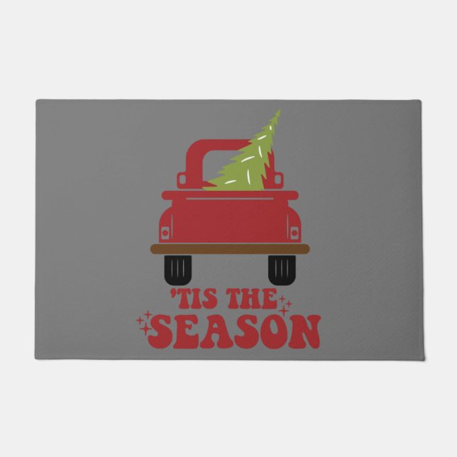 Dit is de Seizoensschildklierrek met kerstboomstru Deurmat (Voorkant)