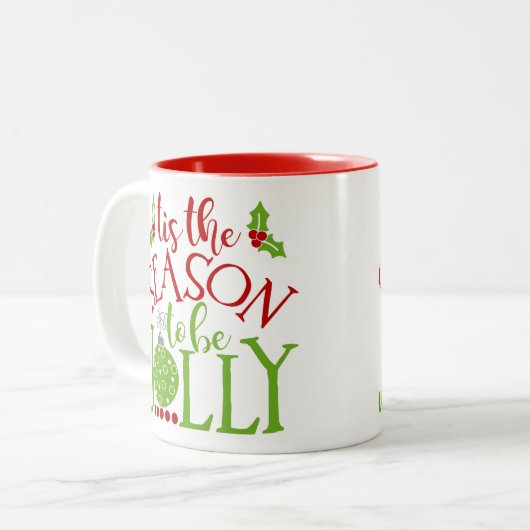 "Dit is de Seizoenstijd" Mok voor het kerstdecor (Voorkant links)