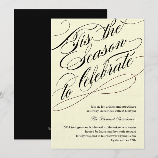 Dit is de uitnodiging van de Seizoenfeestdag - zwa (Voorkant / Achterkant)