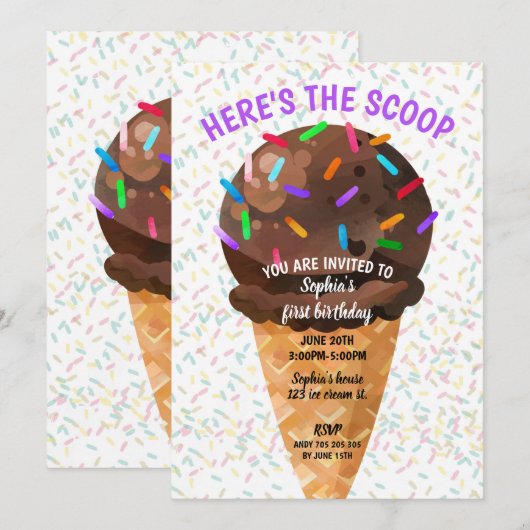 Dit is de verjaardag van Scoop Ice Cream Girl Kaart (Voorkant / Achterkant)