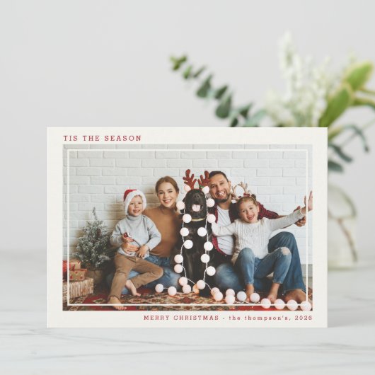 Dit is de vrolijke kerstfoto van het seizoen feestdagenkaart (Staand voorkant)