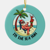 Dit is de Zee Sun Santa Claus Beach Summer Keramisch Ornament (Voorkant)