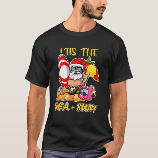 Dit is de Zee Sun Santa Claus Xmax in juli Summer  T-shirt (Voorkant)