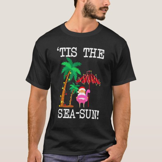 Dit is de Zee Sun Tropical Kerstseizoen Santa Fl T-shirt (Voorkant)