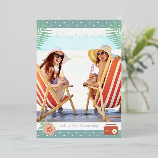 Dit is de Zee-zon tropische zomerkerst Folie Feestdagenkaart (Staand Voorkant)