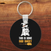 Dit is een boe-blad Funny Halloween Ghost Sleutelhanger (Voorkant)