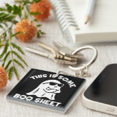 Dit is een boekenblad Ghost Funny Retro Halloween Sleutelhanger (Voorkant Rechts)