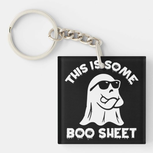 Dit is een boekenblad Ghost Funny Retro Halloween Sleutelhanger (voorkant)