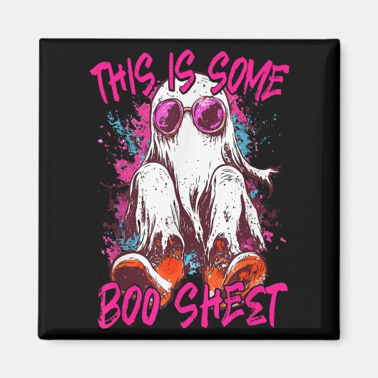 Dit is een boekenblad Ghost Retro Halloween Grappi Magneet (Voorkant)