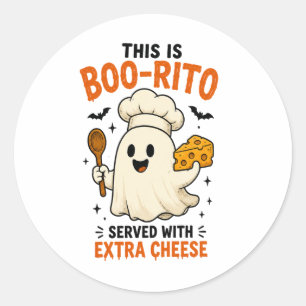 “Dit is een Boo-Rito geserveerd met extra kaas” on Ronde Sticker