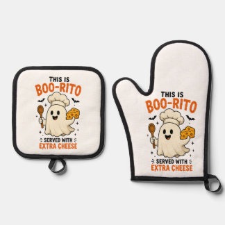 Dit is een Boo-Rito geserveerd met extra kaas” ont Ovenwant & Pannenlap Set