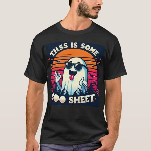 Dit is een Boo Sheet Funny Halloween Ghost T-shirt (Voorkant)