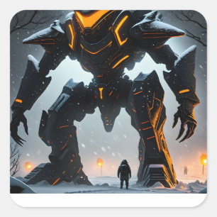 Dit is een buitenaards soldatenmonster, gevangen i vierkante sticker