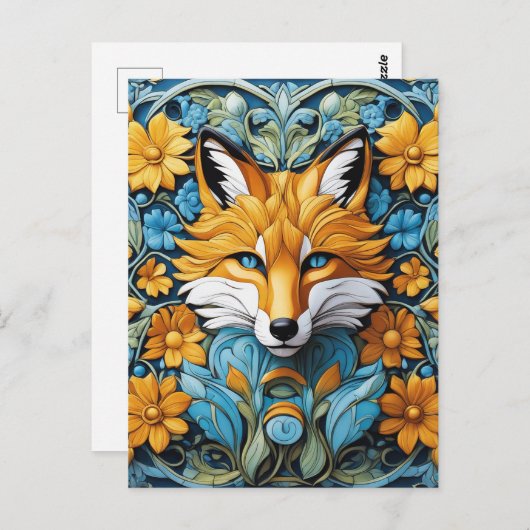 Dit is een ebony gekleurde vos centrum dat is gewe briefkaart (Voorkant / Achterkant)