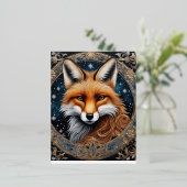 Dit is een ebony gekleurde vos centrum dat is gewe folie feestdagen briefkaart (Staand Voorkant)