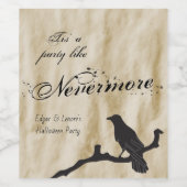 Dit is een feest als Nevermore Raven Halloween Wijn Etiket (Enkel label)