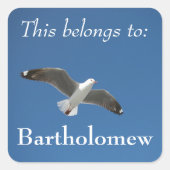 Dit is een foto van Blue Sky Seagull Vierkante Sticker (Voorkant)