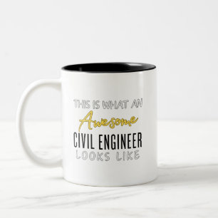 Dit is een Geweldige civiel ingenieur die er zo ui Tweekleurige Koffiemok